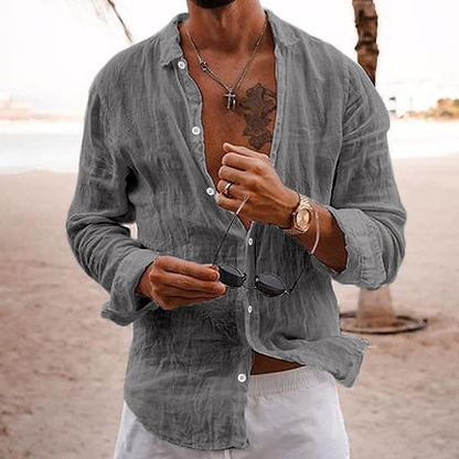 Langarmhemd - Button-Up - Leichtgewicht - Leinenhemd - Herrenhemden-HauteBerlin
