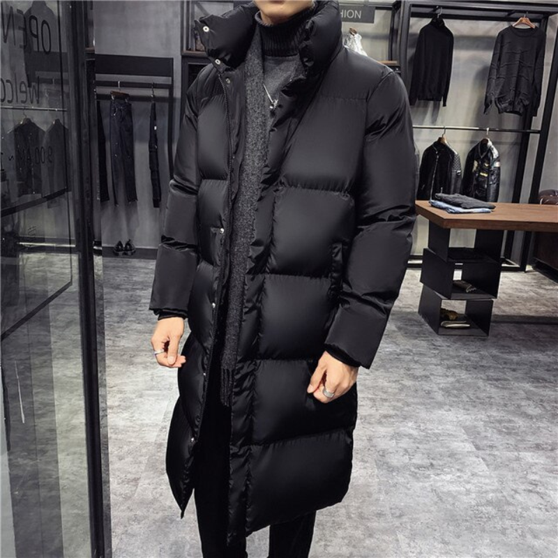 Lange Daunenjacke – Warmer Wintermantel mit Kapuze für Männer-HauteBerlin
