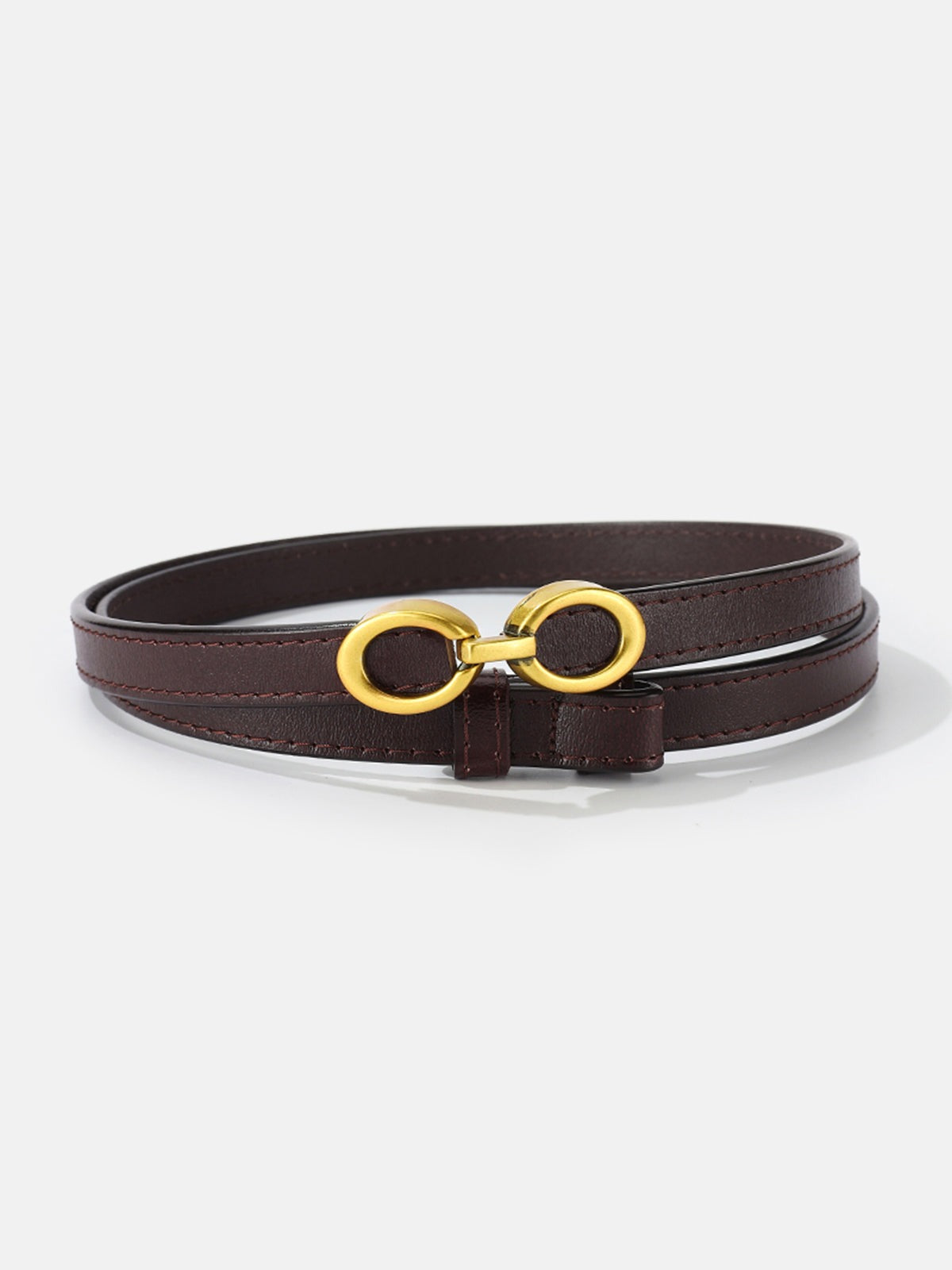 Ledergürtel Damen Schmal | Goldene Doppelring Schnalle | Taillengürtel-HauteBerlin
