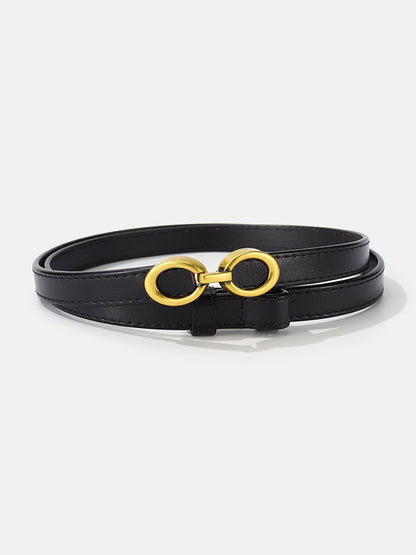 Ledergürtel Damen Schmal | Goldene Doppelring Schnalle | Taillengürtel-HauteBerlin