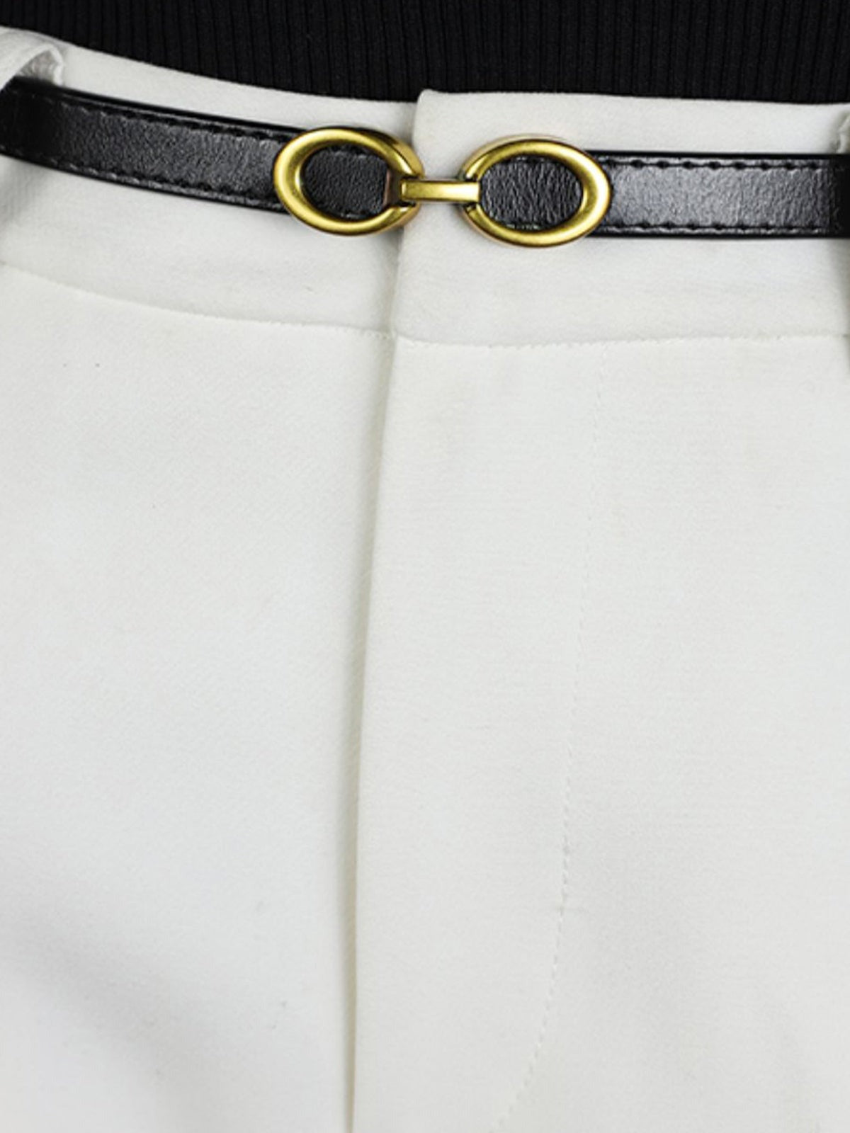 Ledergürtel Damen Schmal | Goldene Doppelring Schnalle | Taillengürtel-HauteBerlin
