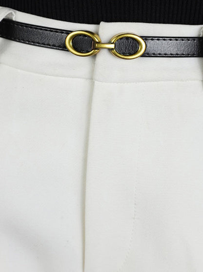 Ledergürtel Damen Schmal | Goldene Doppelring Schnalle | Taillengürtel-HauteBerlin