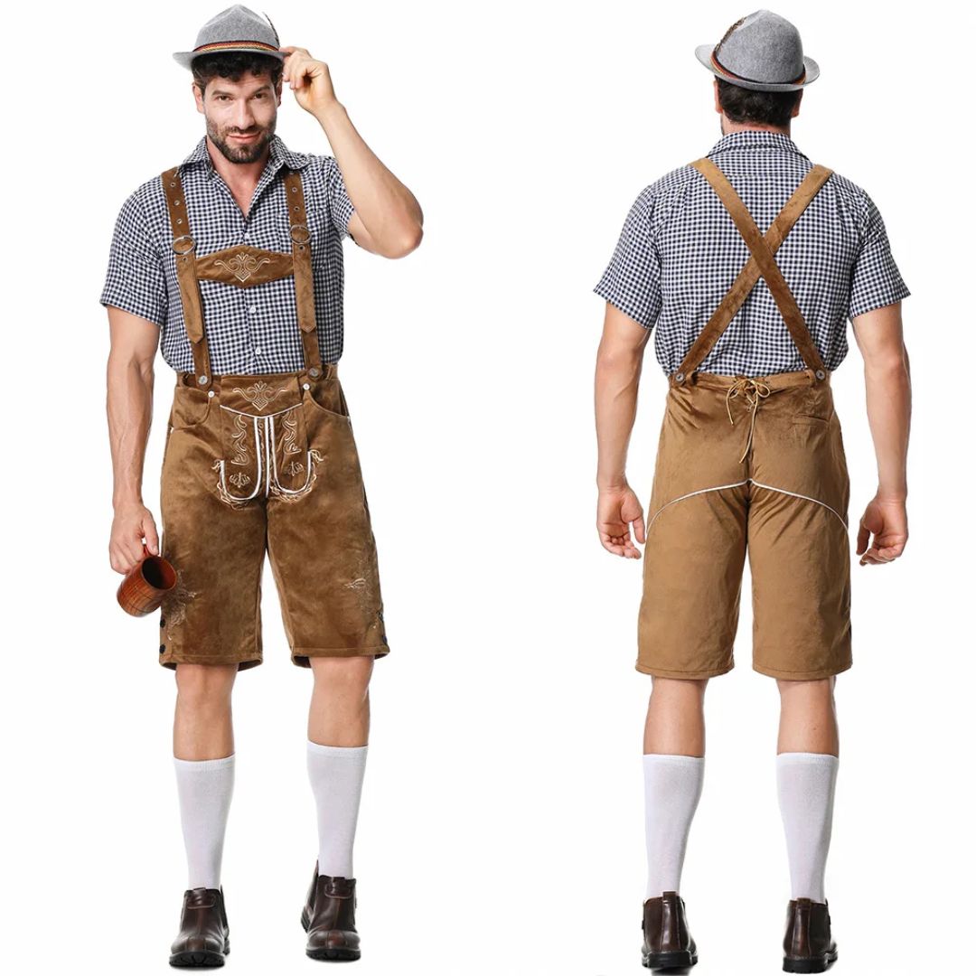 Lederhose Herren - Leder Traditionell Bayerisch Braun Oktoberfest-HauteBerlin