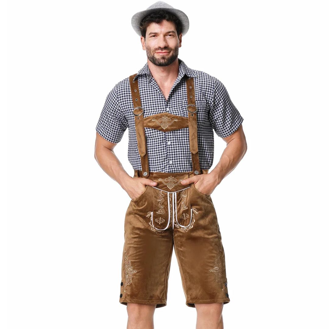 Lederhose Herren - Leder Traditionell Bayerisch Braun Oktoberfest-HauteBerlin