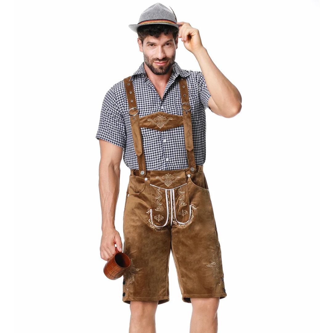 Lederhose Herren - Leder Traditionell Bayerisch Braun Oktoberfest-HauteBerlin
