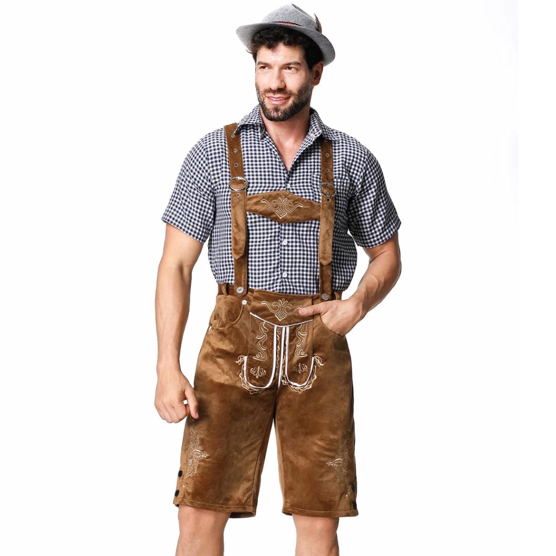 Lederhose Herren - Leder Traditionell Bayerisch Braun Oktoberfest-HauteBerlin