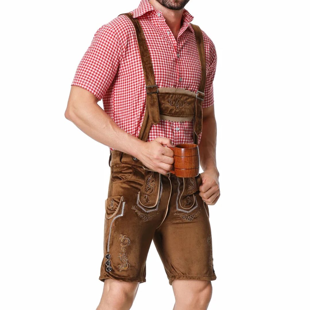 Lederhose Herren - Leder Traditionell Bayerisch Schwarz Oktoberfest-HauteBerlin