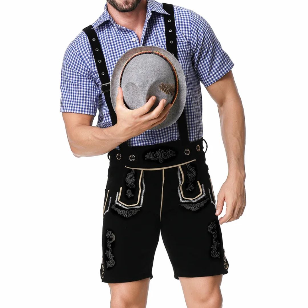 Lederhose Herren - Leder Traditionell Bayerisch Schwarz Oktoberfest-HauteBerlin