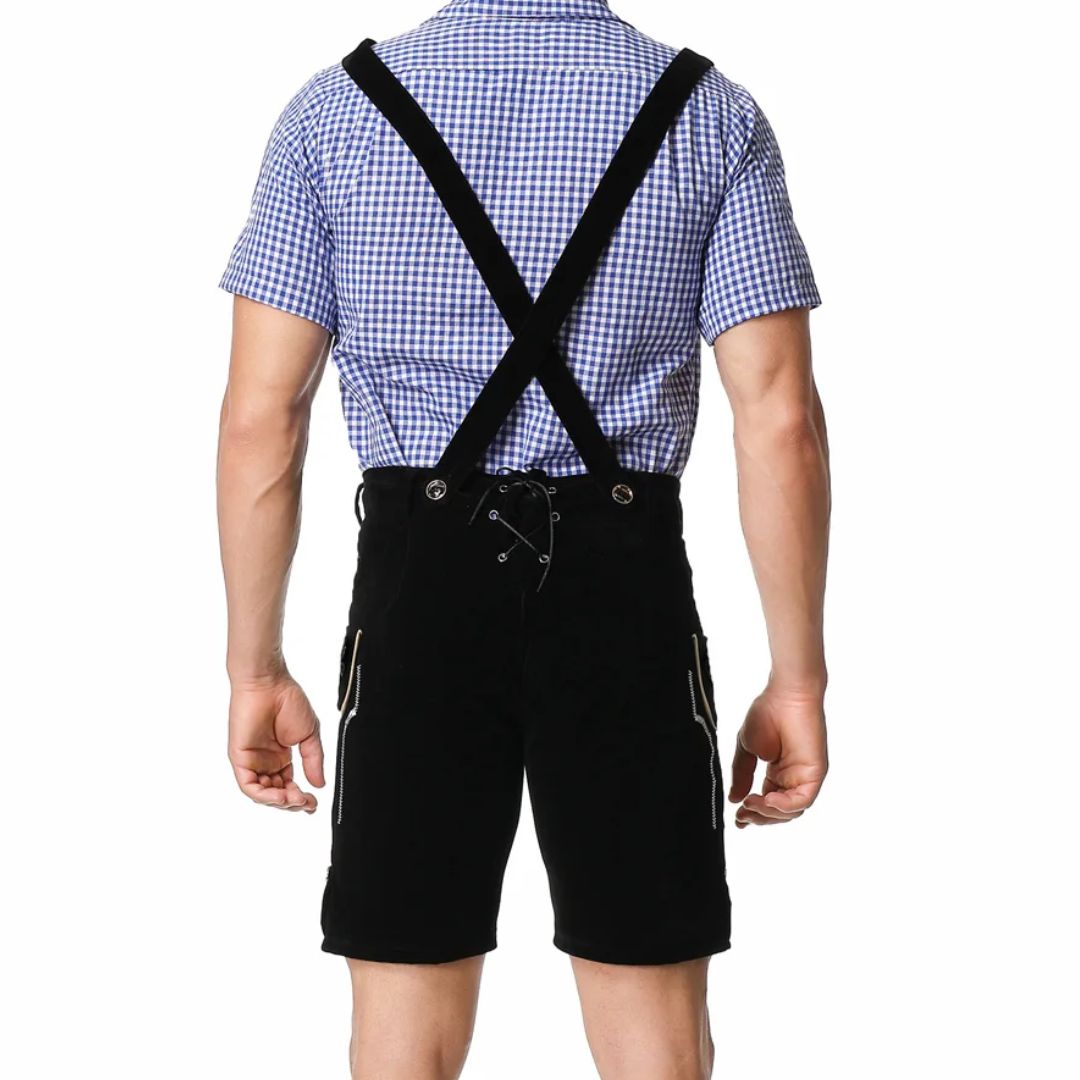 Lederhose Herren - Leder Traditionell Bayerisch Schwarz Oktoberfest-HauteBerlin