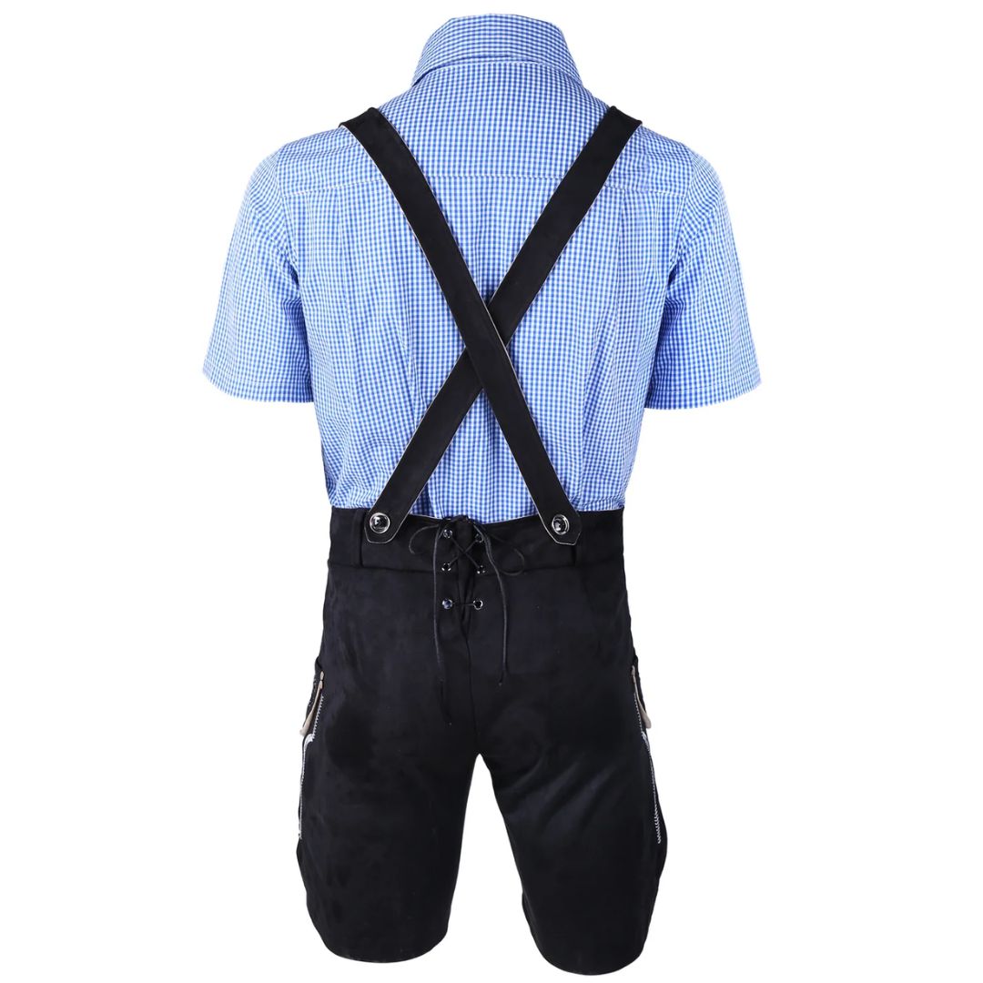 Lederhose Herren - Leder Traditionell Bayerisch Schwarz Oktoberfest-HauteBerlin