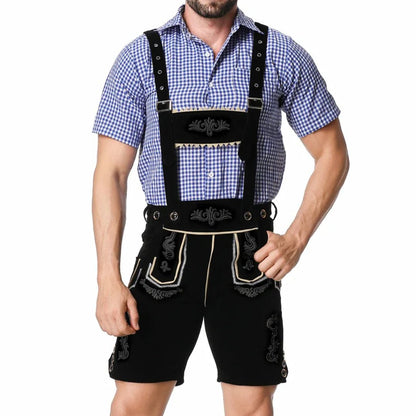 Lederhose Herren - Leder Traditionell Bayerisch Schwarz Oktoberfest-HauteBerlin