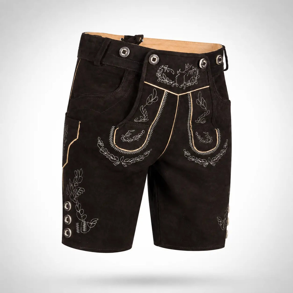 Lederhose Herren - Nubukleder Stickerei Traditionell Schwarz Oktoberfest-HauteBerlin