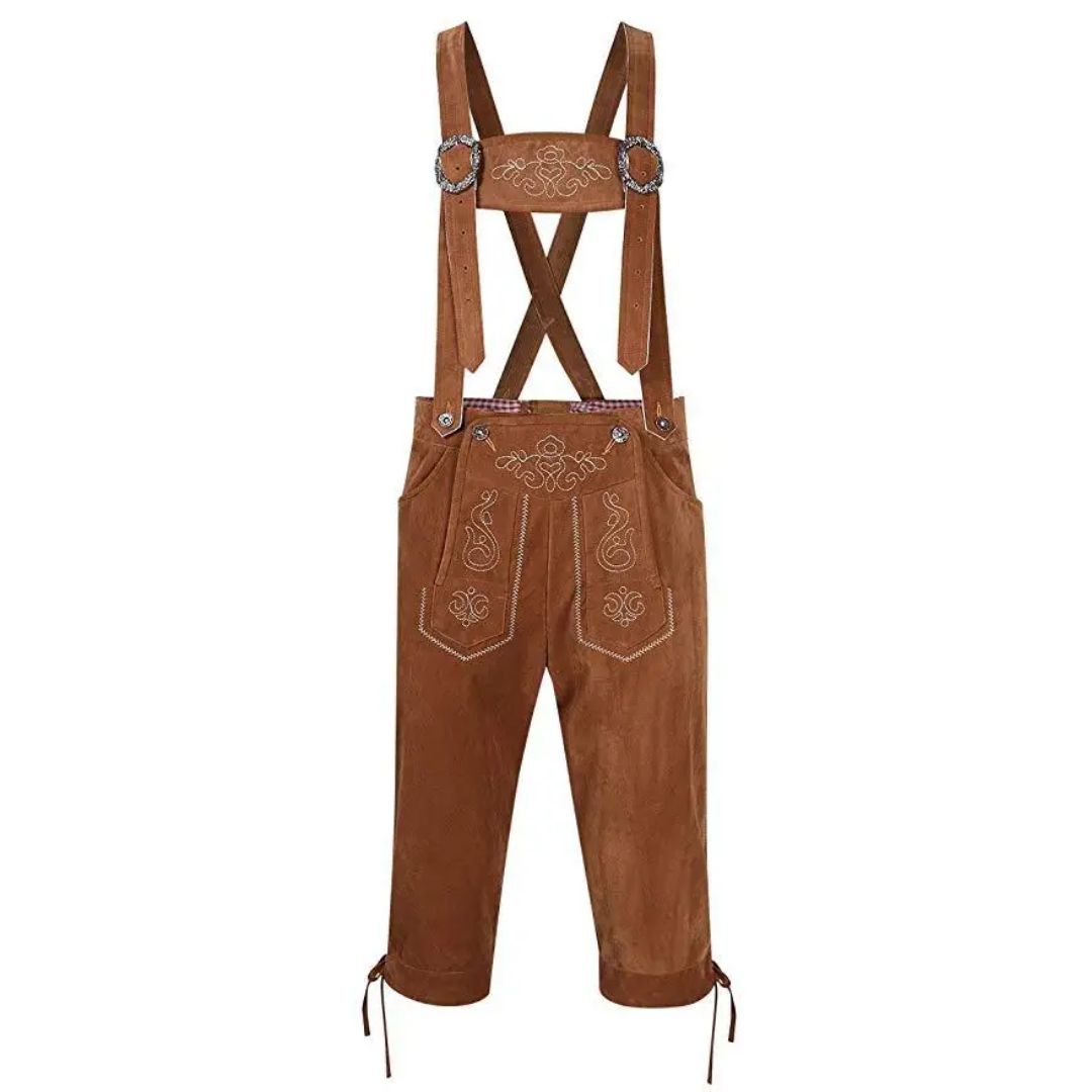 Lederhose Herren - Wildleder Hosenträger Traditionell Braun Oktoberfest-HauteBerlin