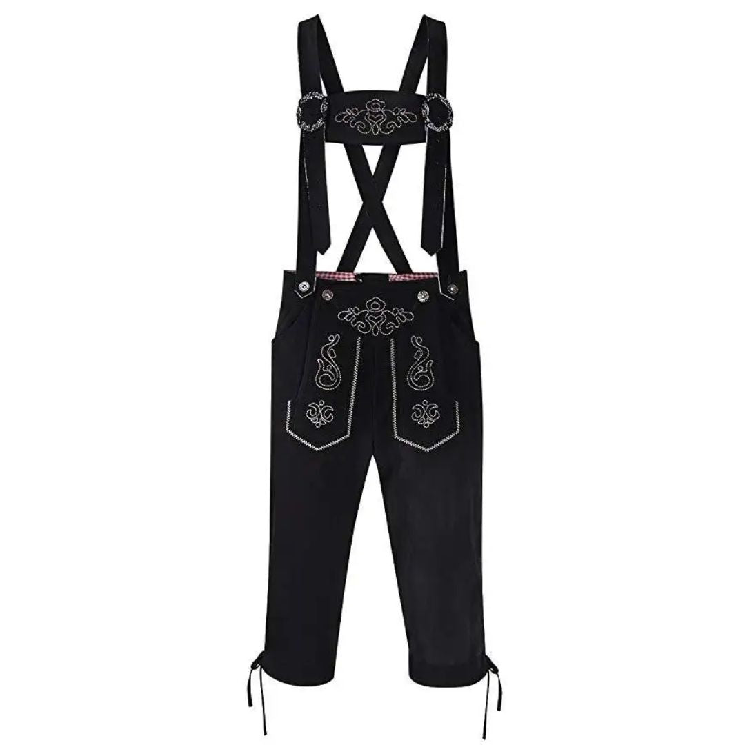 Lederhose Herren - Wildleder Hosenträger Traditionell Braun Oktoberfest-HauteBerlin