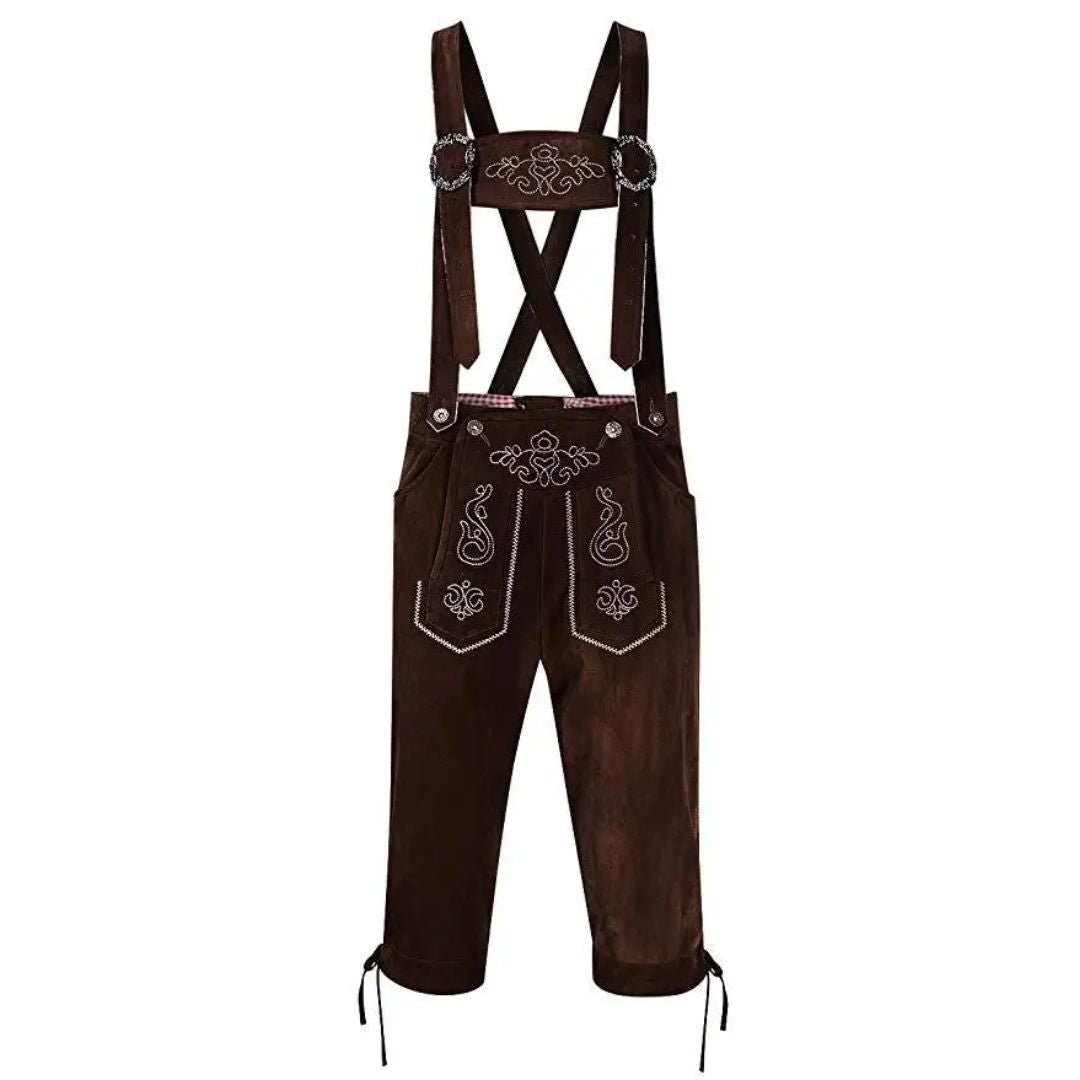 Lederhose Herren - Wildleder Hosenträger Traditionell Braun Oktoberfest-HauteBerlin