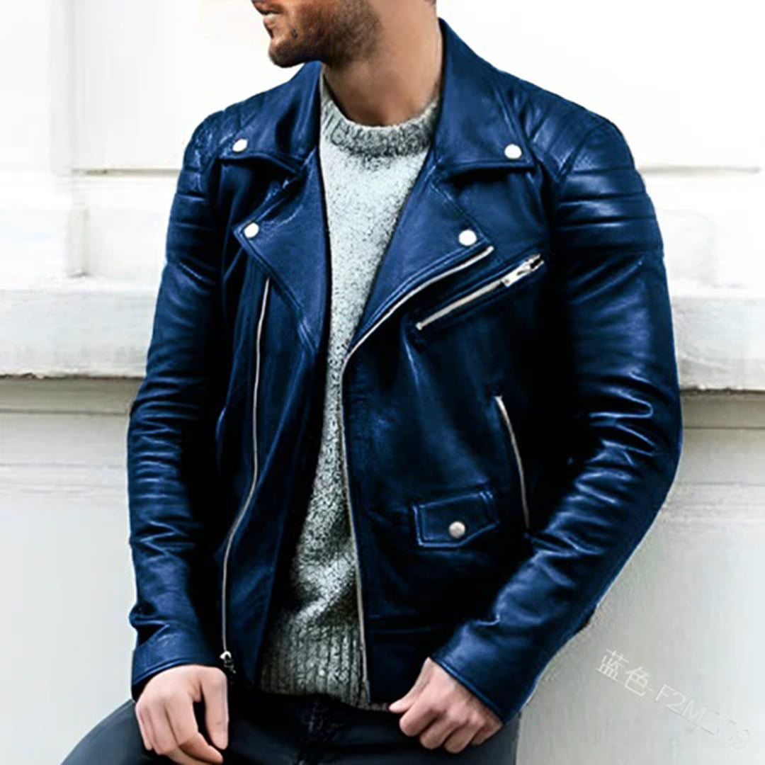 Lederjacke – Herren-Motorradjacke aus Leder mit Reißverschluss-HauteBerlin