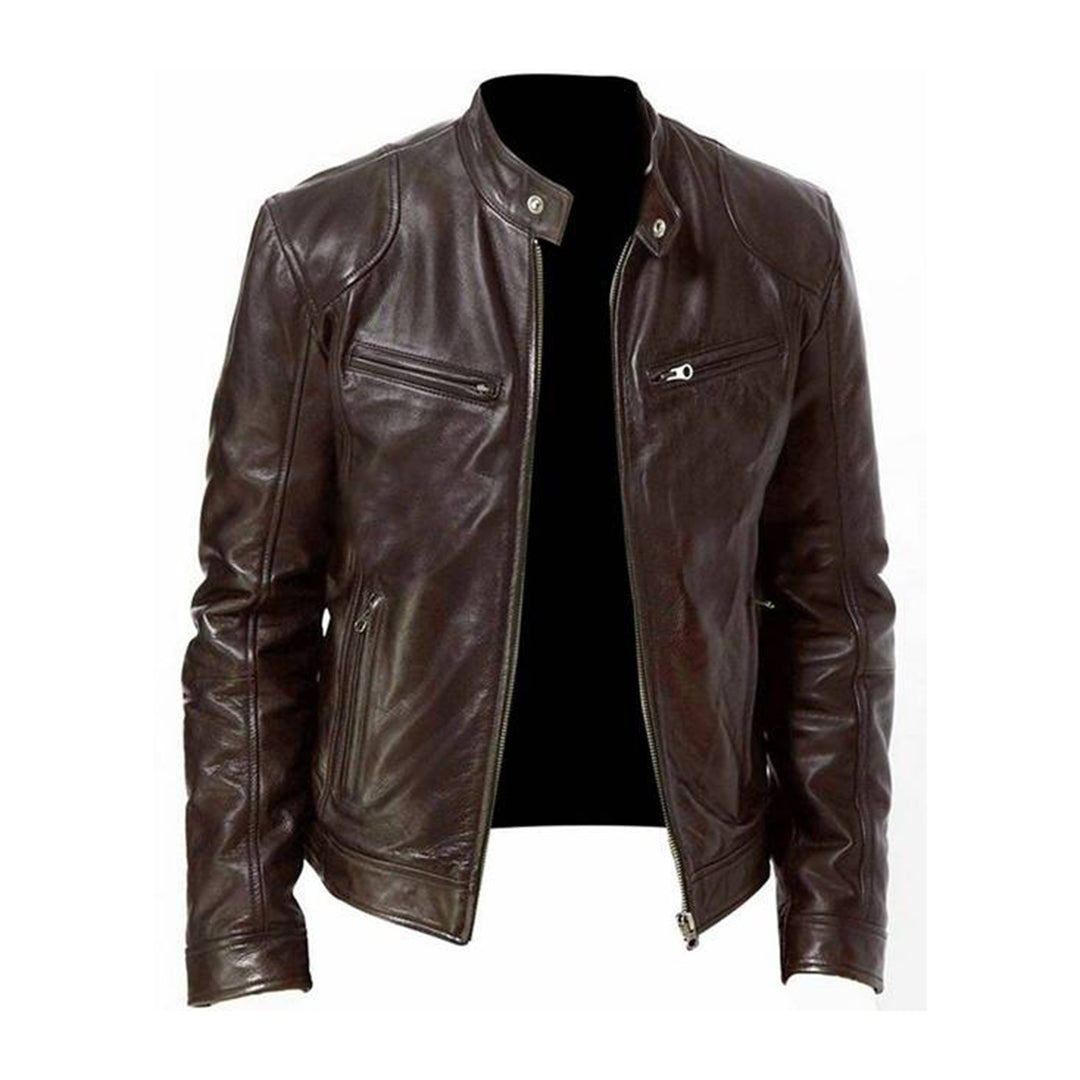 Lederjacke – Klassische Herren-Bikerjacke mit Reißverschluss für den Herbst-HauteBerlin