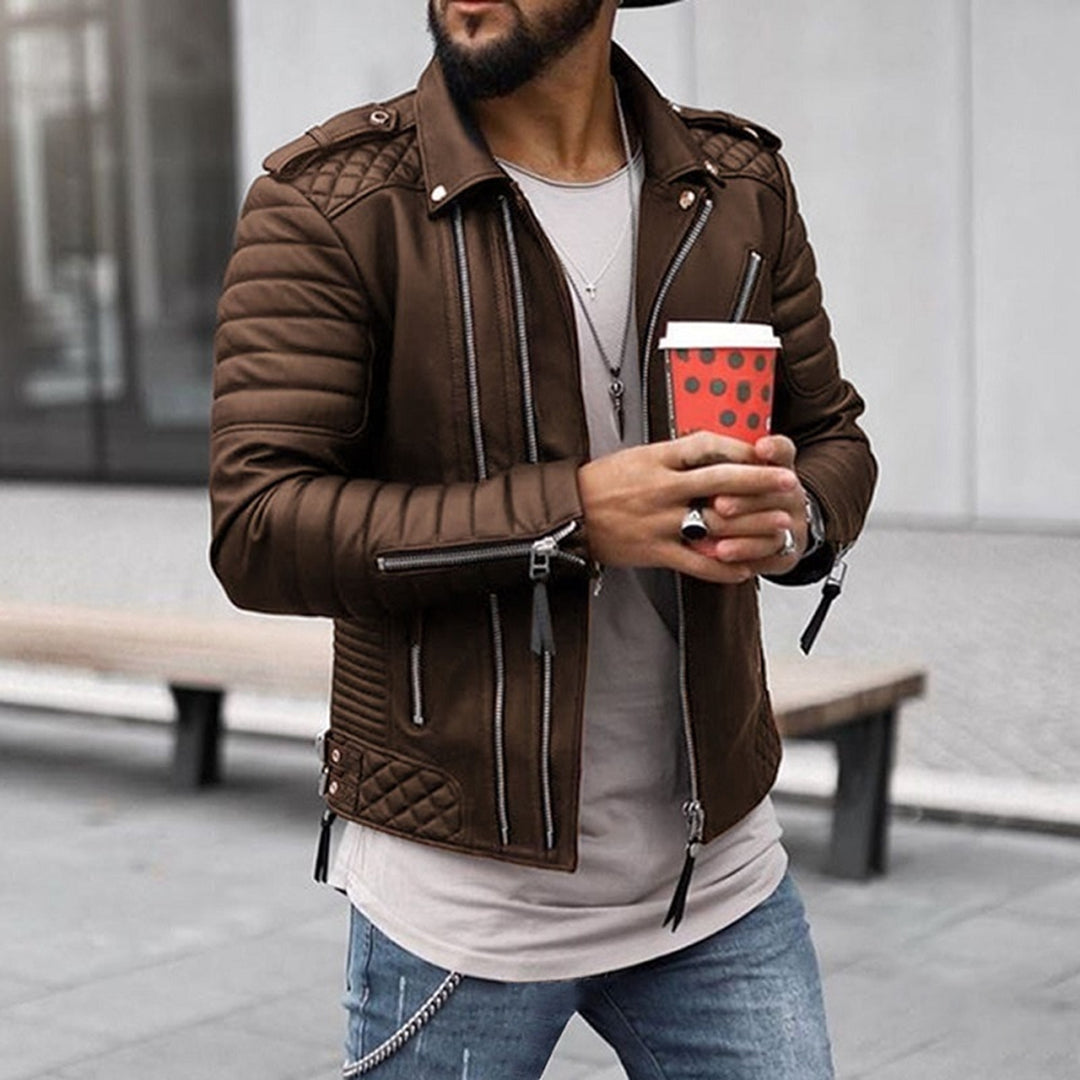 Lederjacke | Reißverschluss | Normale Passform | Bikerjacke | Herrenlederjacke-HauteBerlin