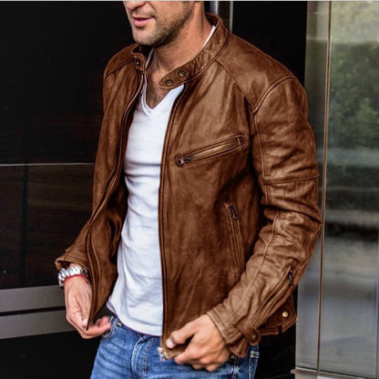 Lederjacke | Retro | Reißverschluss | Bikerjacke | Herrenjacke-HauteBerlin