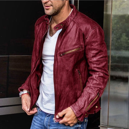 Lederjacke | Retro | Reißverschluss | Bikerjacke | Herrenjacke-HauteBerlin