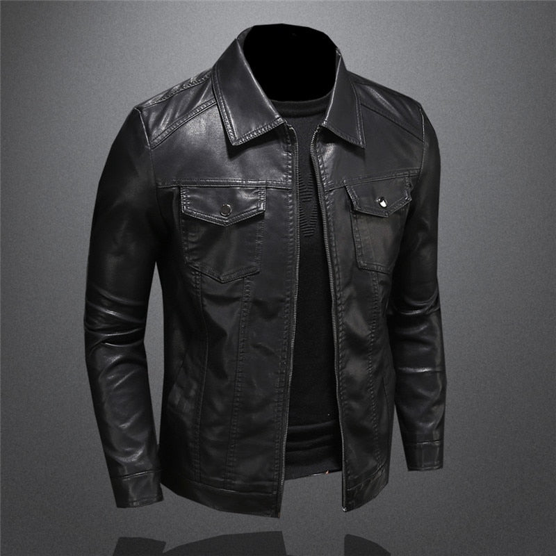 Lederjacke | Schmaler Schnitt | Reißverschluss | Schwarze Jacke | Herren-Lederjacke-HauteBerlin