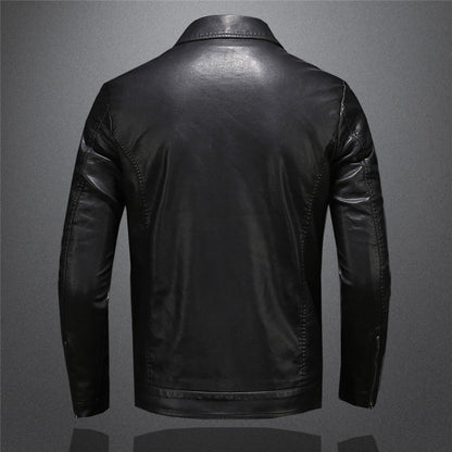 Lederjacke - Schwarze Slim Fit Kunstlederjacke für Männer-HauteBerlin