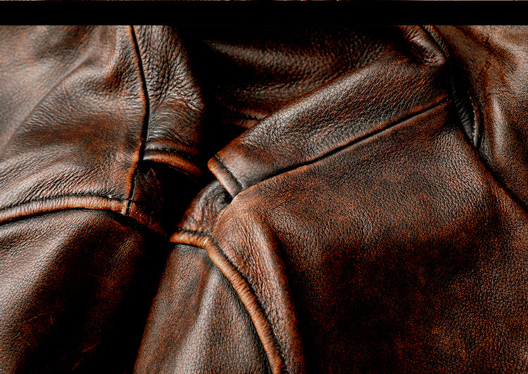 Lederjacke | Vintage | Braun | Bikerjacke | Herrenlederjacke-HauteBerlin