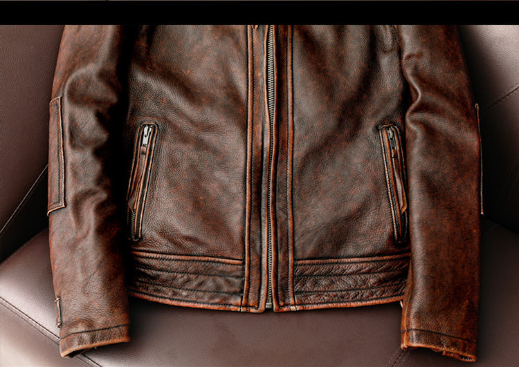 Lederjacke | Vintage | Braun | Bikerjacke | Herrenlederjacke-HauteBerlin
