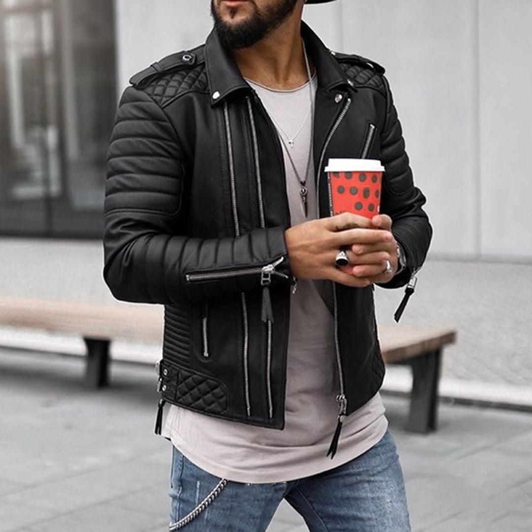 Lederjacke | Zip-Up | Kunstleder | Bikerjacke | Herrenjacke-HauteBerlin