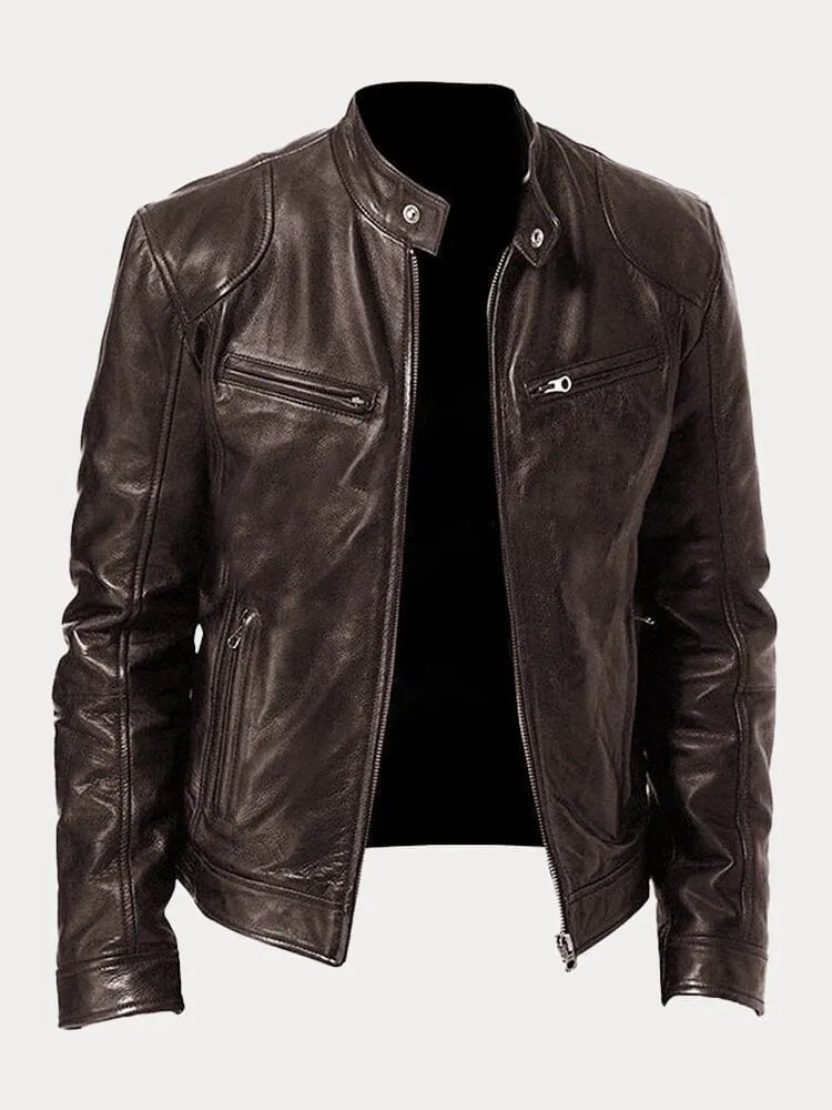 Lederjacke | Zip-Up | Regular Fit | Bikerjacke | Herren Lederjacke-HauteBerlin