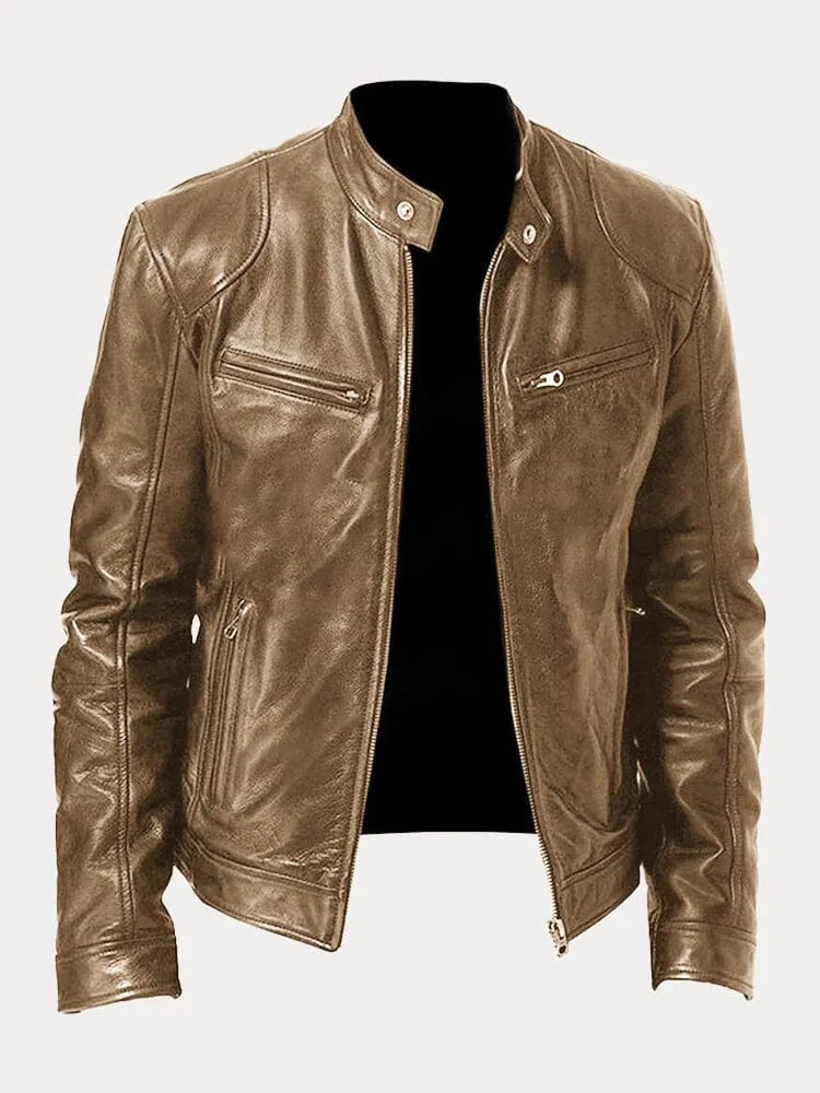 Lederjacke | Zip-Up | Regular Fit | Bikerjacke | Herren Lederjacke-HauteBerlin