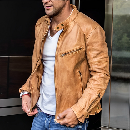 Lederjacke - Zip-Up - Vintage - Bikerjacke - Herren Lederjacken-HauteBerlin