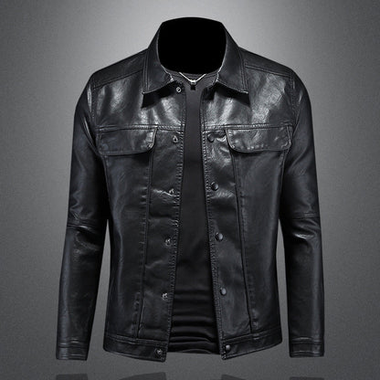 Lederjacke – zum Knöpfen – Taschen – Bikerjacke – Herrenlederjacke-HauteBerlin