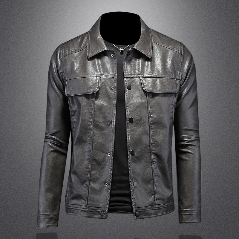 Lederjacke – zum Knöpfen – Taschen – Bikerjacke – Herrenlederjacke-HauteBerlin