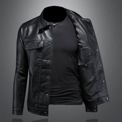 Lederjacke – zum Knöpfen – Taschen – Bikerjacke – Herrenlederjacke-HauteBerlin