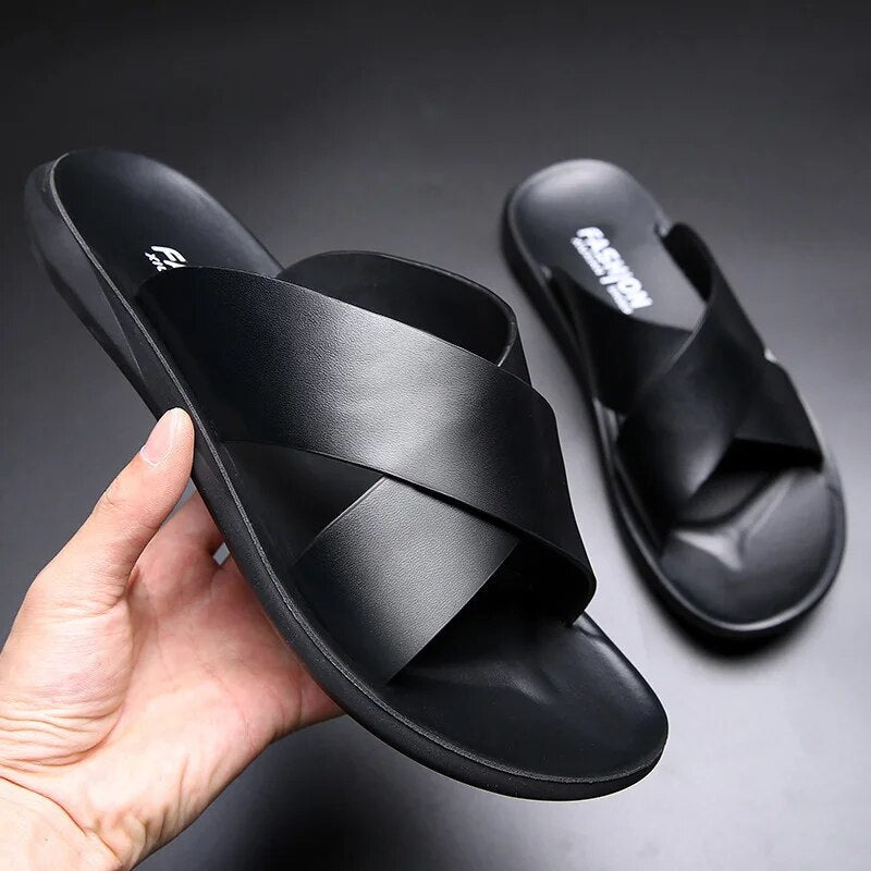Lederrutschen | Sommer | Slipper | Lederpantoffeln | Herrensandalen-HauteBerlin
