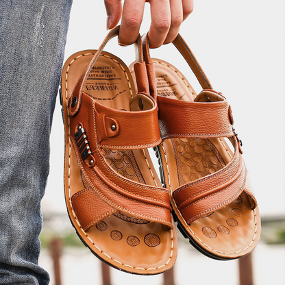 Ledersandalen Herren: Bequeme Sommersandalen mit umklappbarem Fersenriemen-HauteBerlin