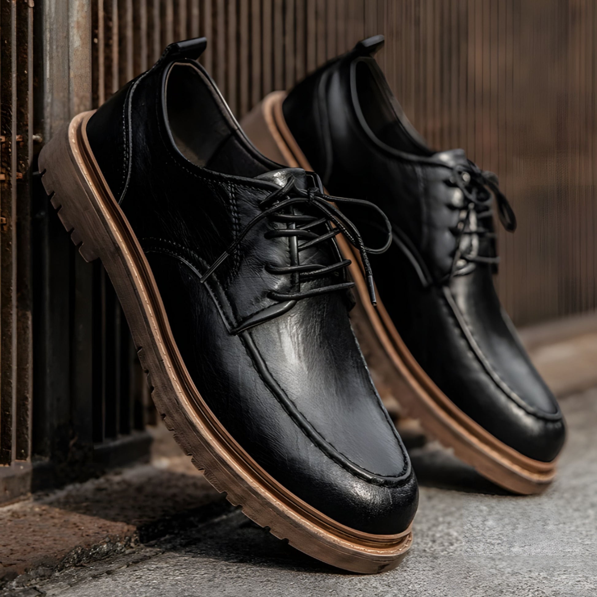 Lederschuhe – Herren, schwarzbraune Schnürschuhe im Chunky-Oxford-Stil-HauteBerlin