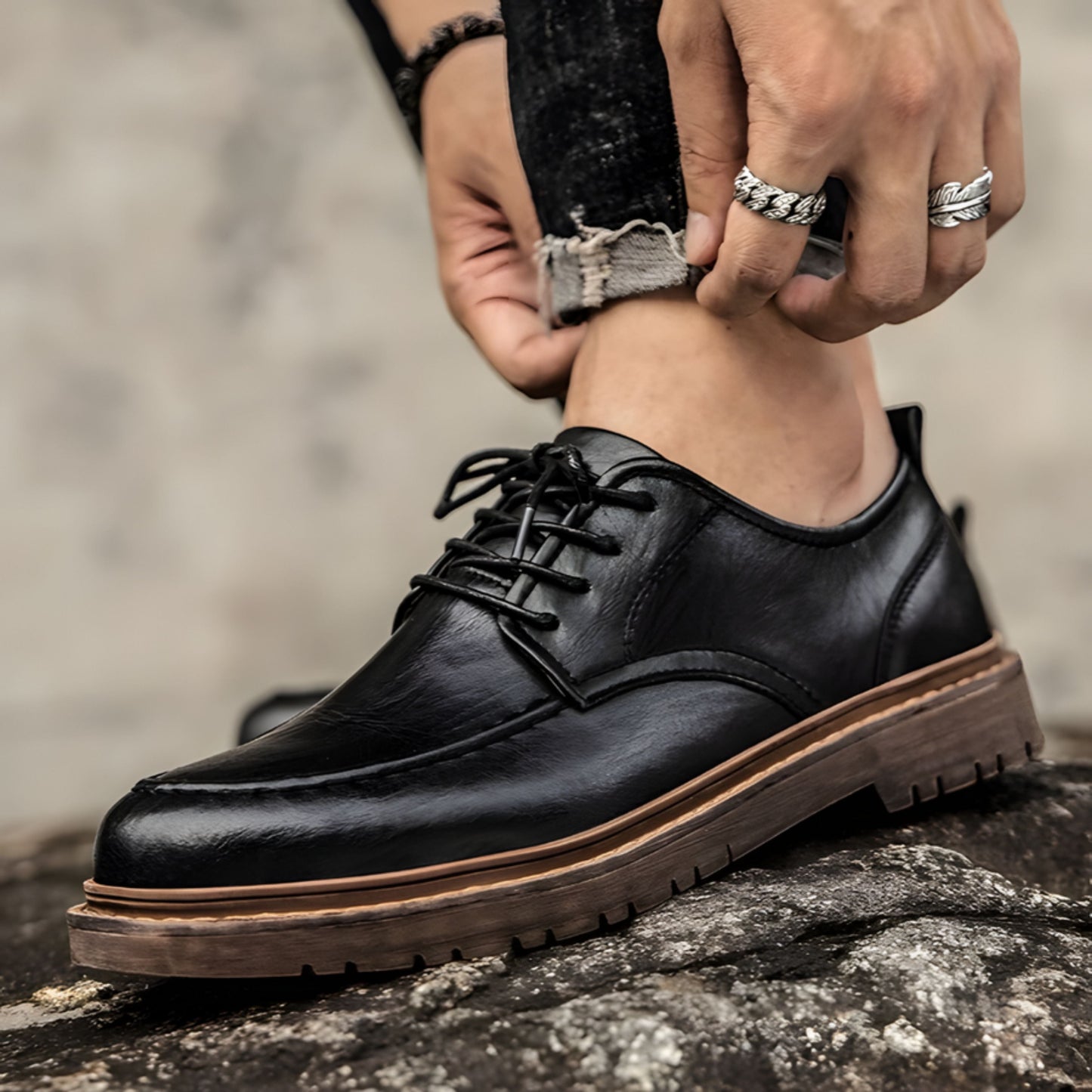 Lederschuhe – Herren, schwarzbraune Schnürschuhe im Chunky-Oxford-Stil-HauteBerlin