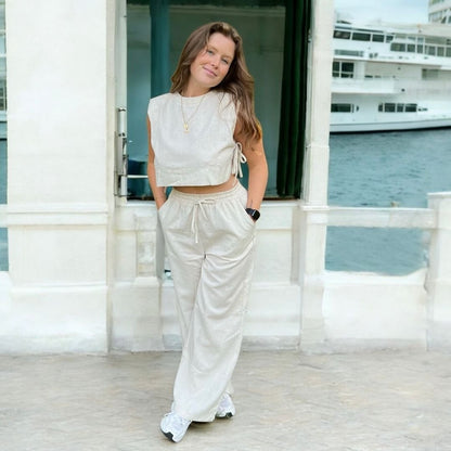 Leinen Set Damen | Zweiteiler | Top und Hose-HauteBerlin