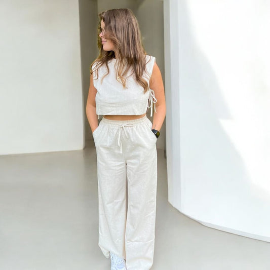 Leinen Set Damen | Zweiteiler | Top und Hose-HauteBerlin