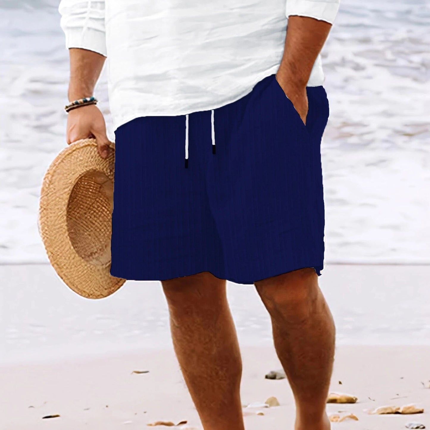 Leinen-Shorts – lockere Passform – Kordelzug – Sommershorts – Herren-Shorts-HauteBerlin