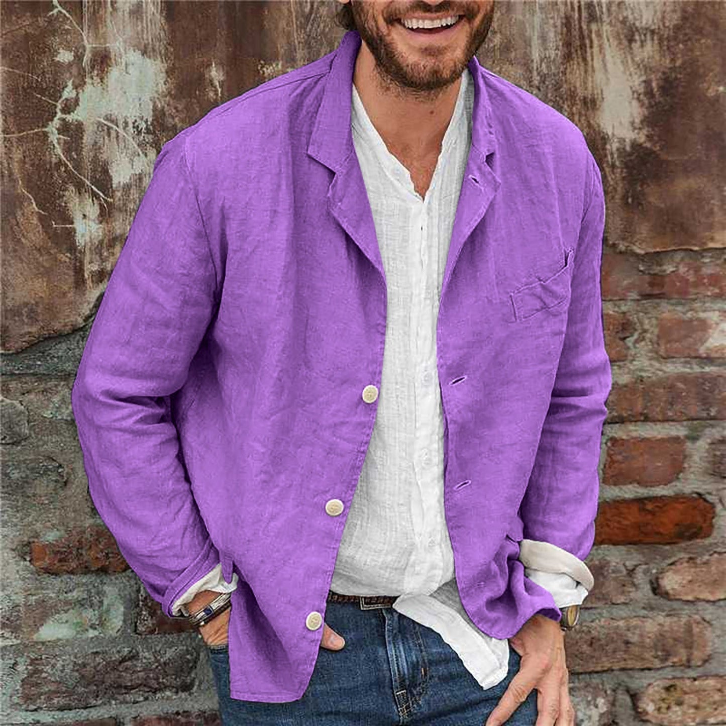 Leinenblazer - Lässig - Einreihig - Leinenjacke - Herrenblazer-HauteBerlin