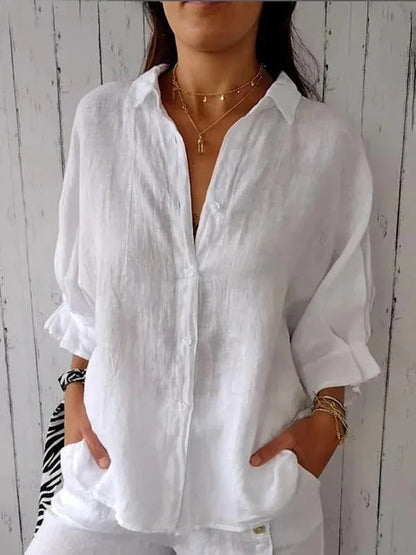 Leinenbluse | Langarm | Leichtes Button-Up-Hemd für Damen | Sommer-HauteBerlin