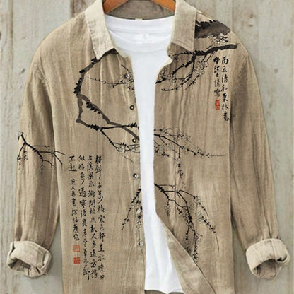 Leinenhemd | Bedruckt | Button-Up | Langarmhemd | Herrenhemd-HauteBerlin