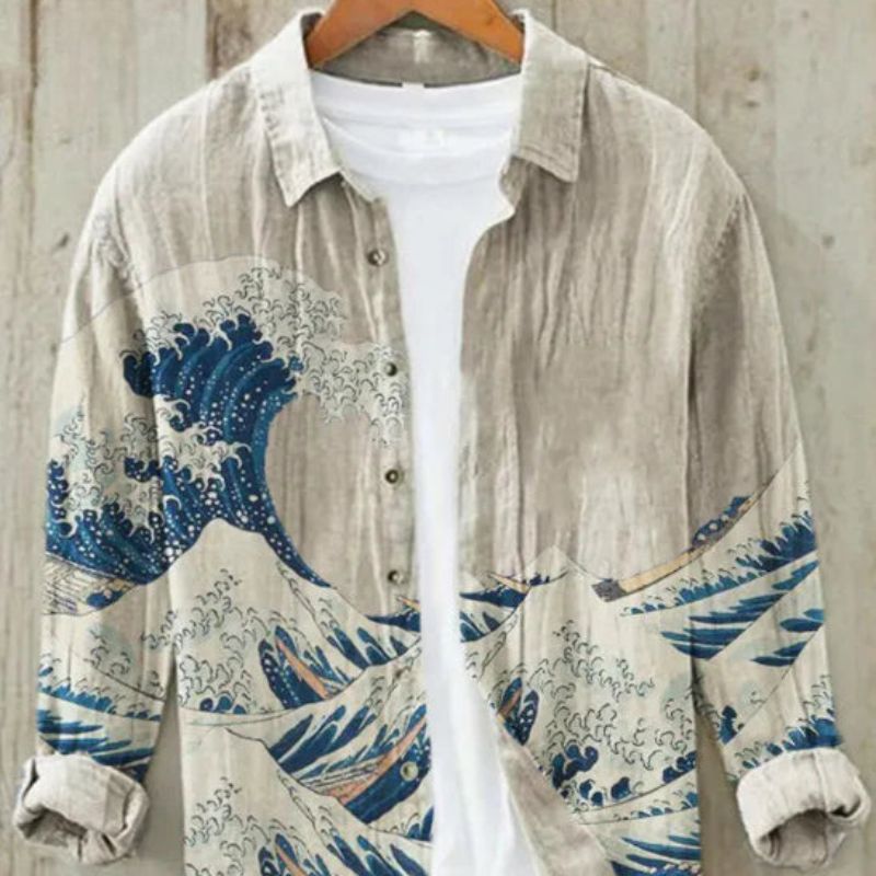 Leinenhemd | Bedruckt | Button-Up | Langarmhemd | Herrenhemd-HauteBerlin
