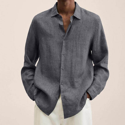 Leinenhemd | Langarm | Loose Fit | Button-Up Hemd - Herrenhemd-HauteBerlin