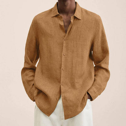 Leinenhemd | Langarm | Loose Fit | Button-Up Hemd - Herrenhemd-HauteBerlin