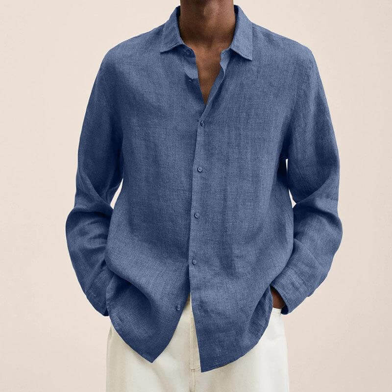 Leinenhemd | Langarm | Loose Fit | Button-Up Hemd - Herrenhemd-HauteBerlin