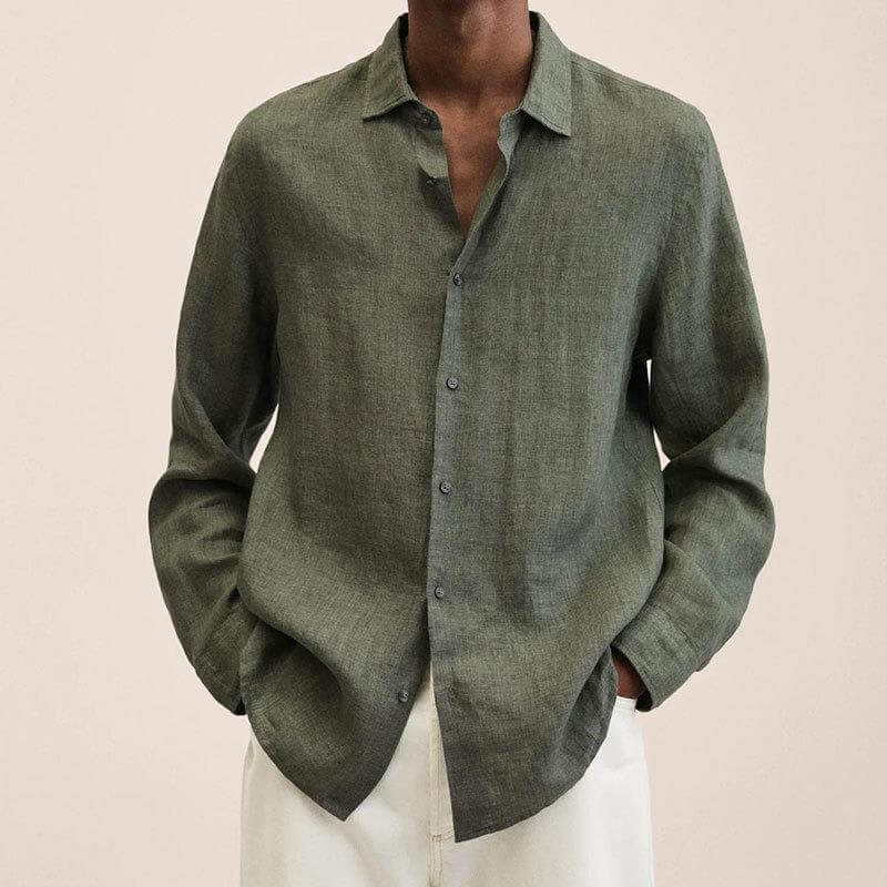 Leinenhemd | Langarm | Loose Fit | Button-Up Hemd - Herrenhemd-HauteBerlin